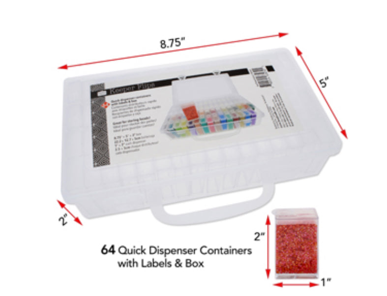 64 flip boxes in container with labels